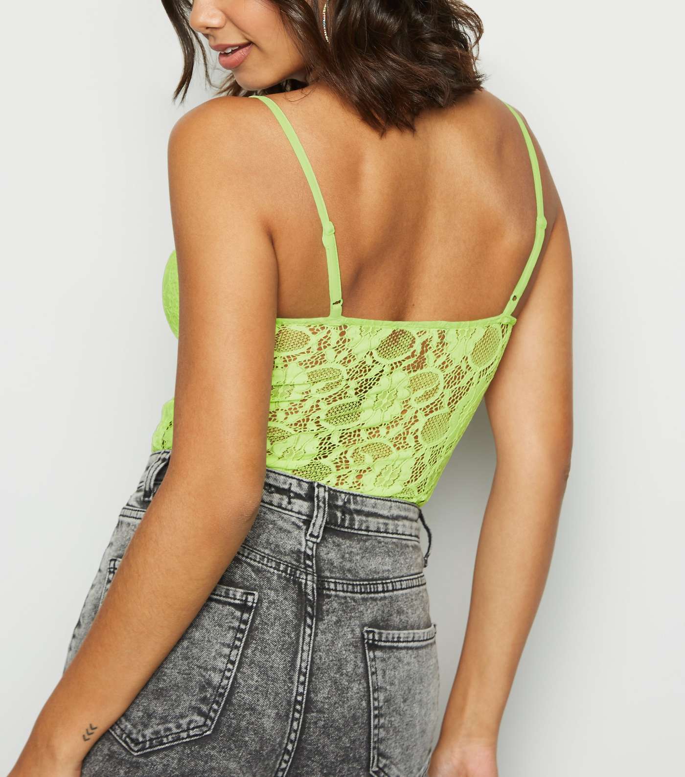 Mint Green Sheer Lace Bodysuit Image 3