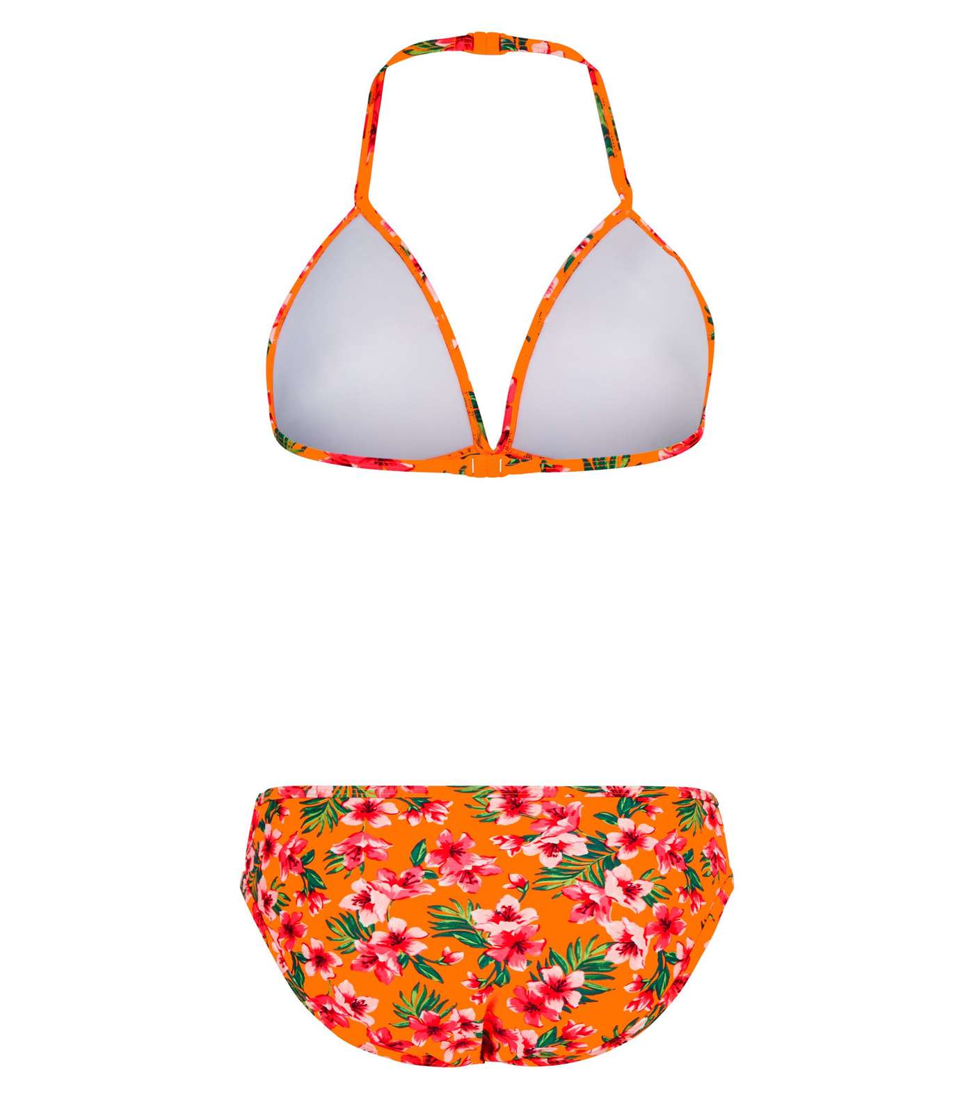 Girls Orange Tropical Floral Bikini Set Image 2