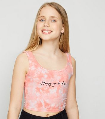 pink slogan crop top
