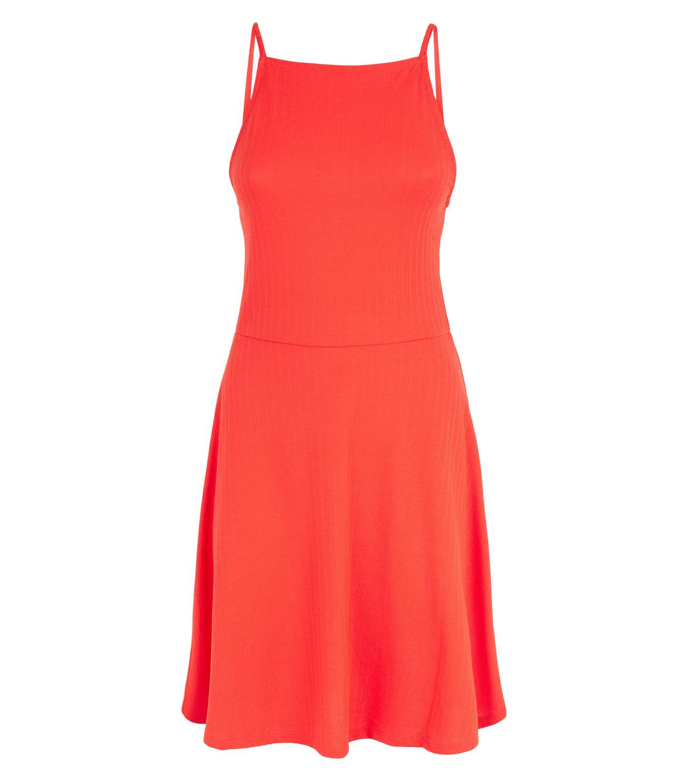Red Waffle Jersey Skater Dress Image 4