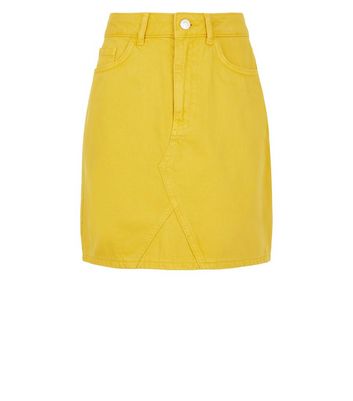 Mustard yellow jersey mini skirt with pockets – Albertina butik