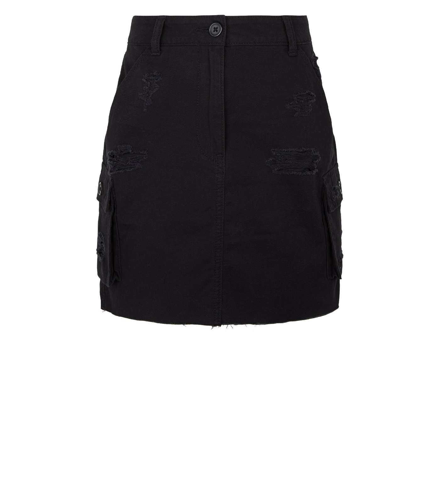 Girls Black Ripped Utility Mini Skirt Image 4