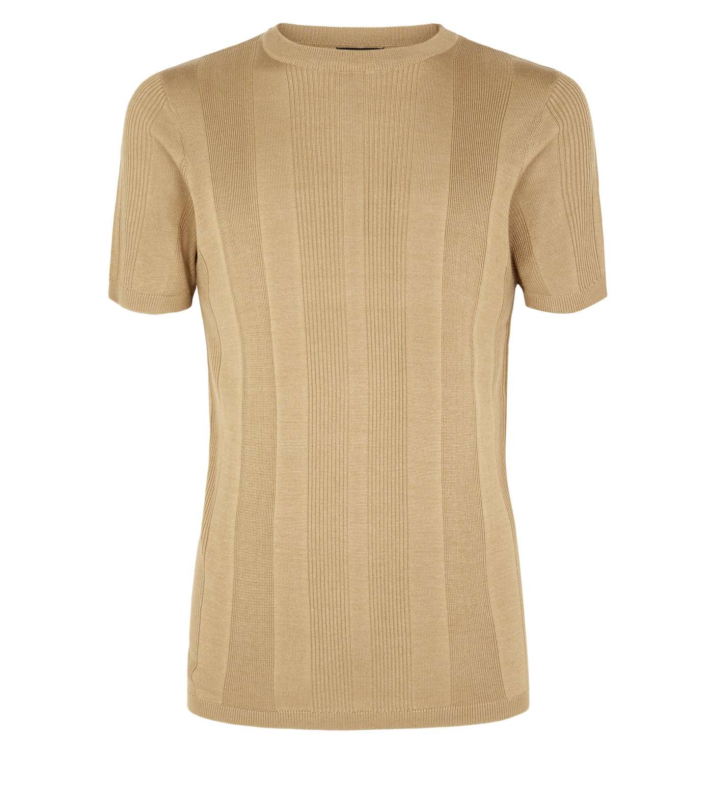 Brown Knit Short Sleeve Muscle Fit T-Shirt Image 4