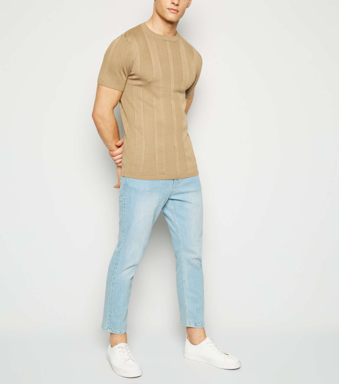 Brown Knit Short Sleeve Muscle Fit T-Shirt Image 2