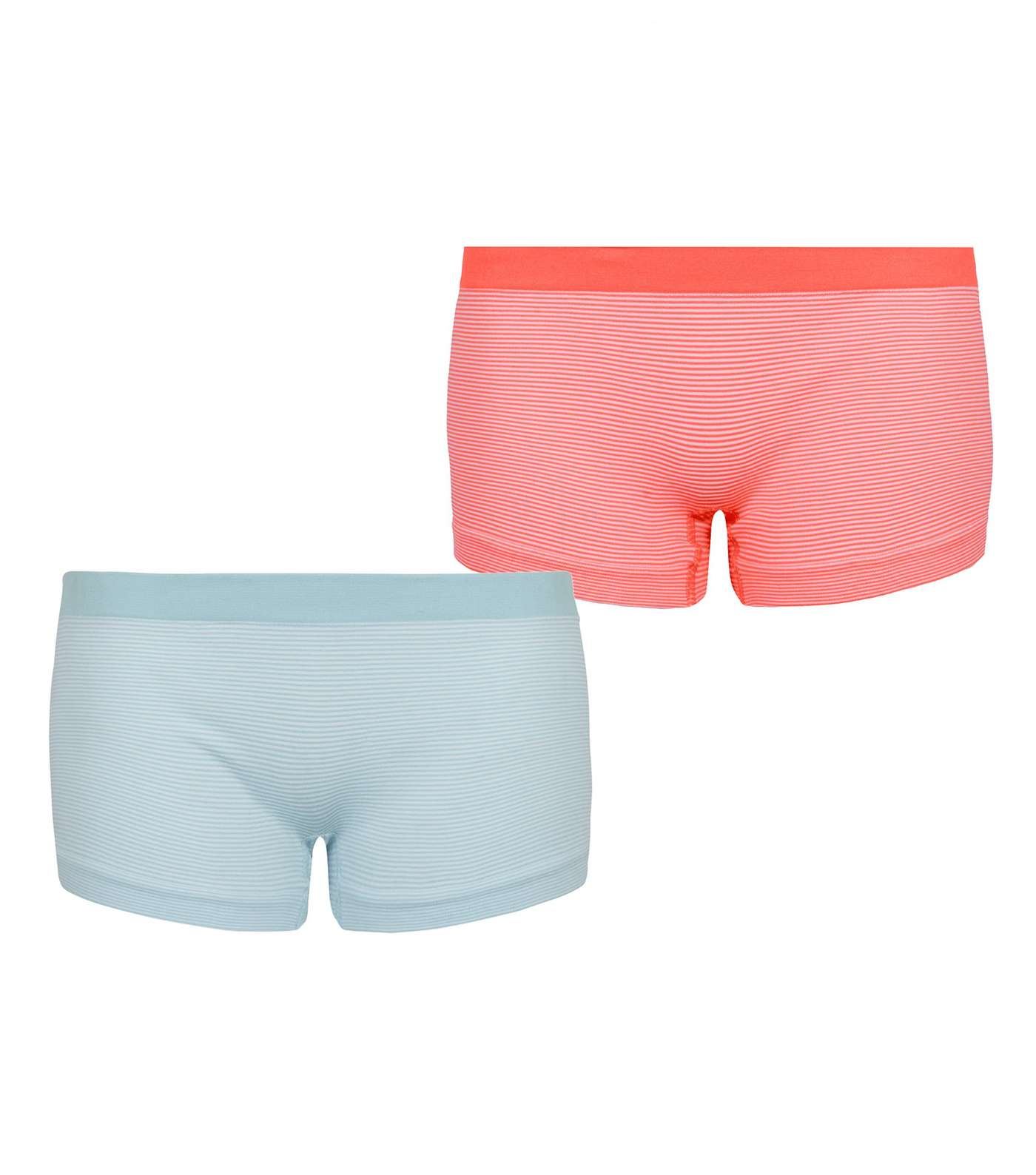 Girls 2 Pack Blue and Pink Neon Stripe Short Briefs