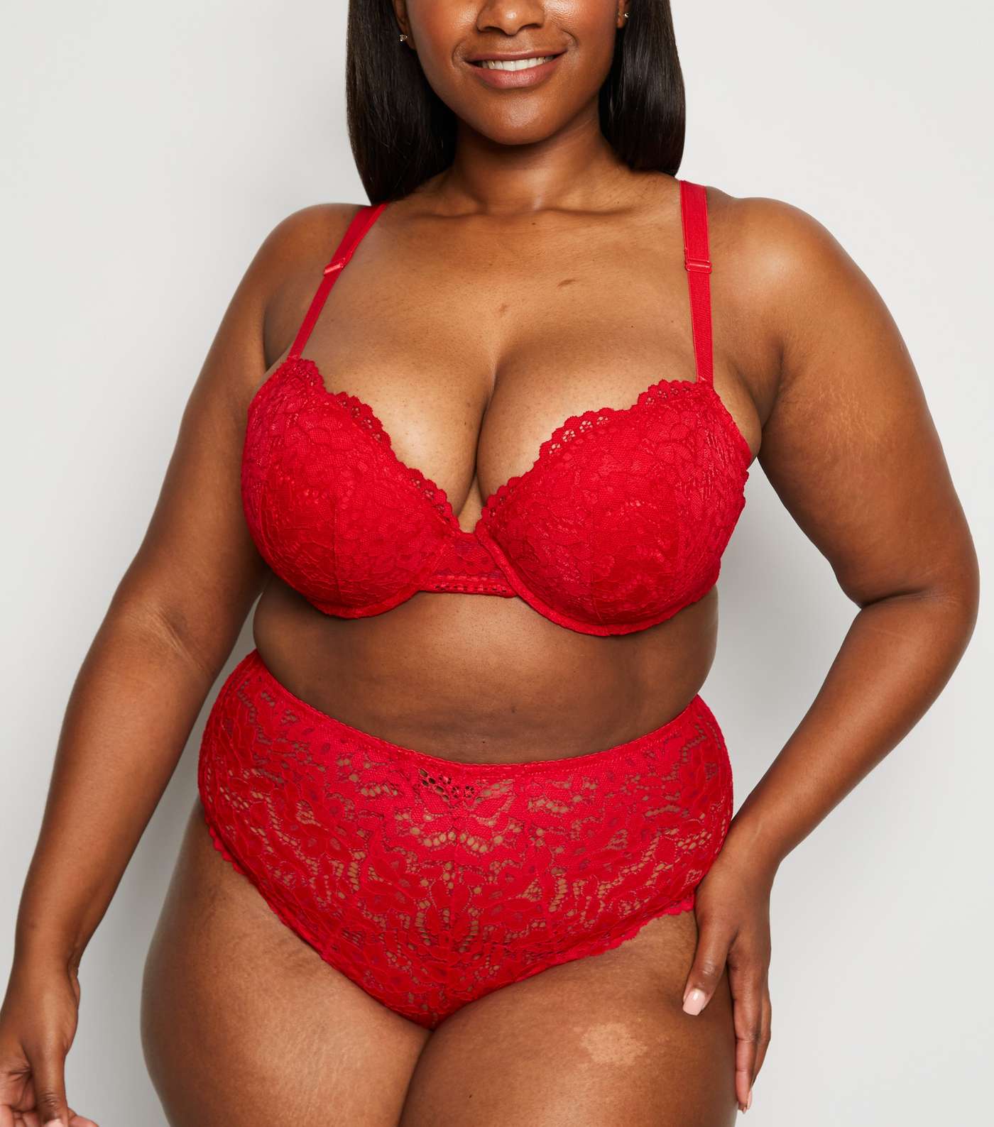 Curves Red Lace Plunge Bra