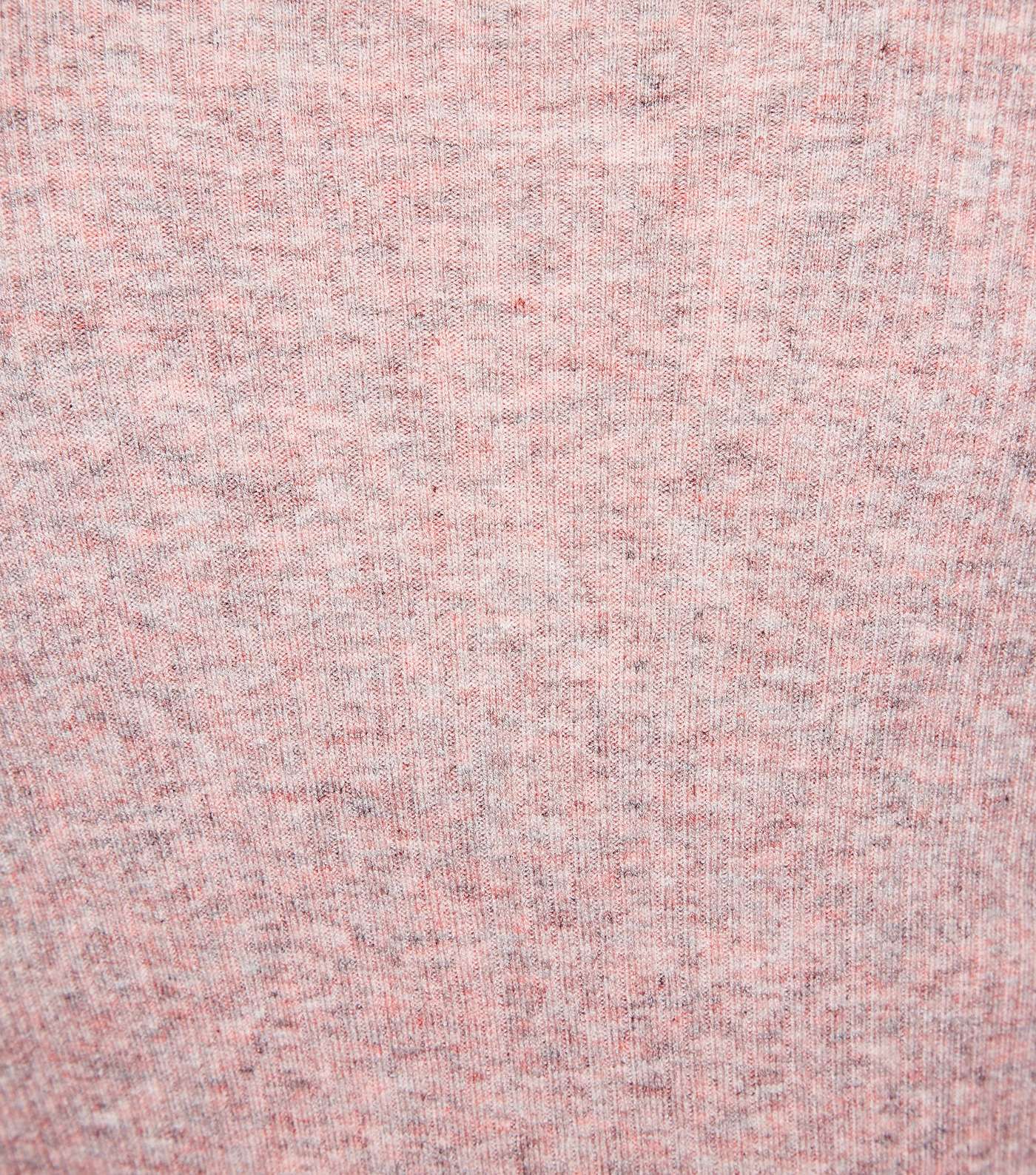 Pink Marl Ribbed Frill Trim Jumper Image 6