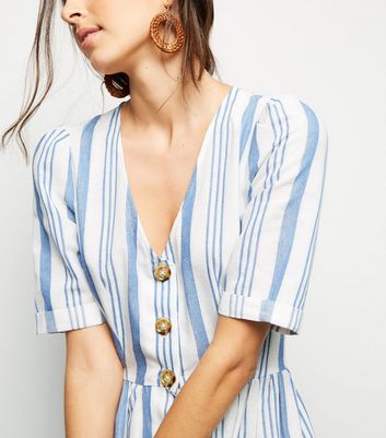 Cameo Rose White Stripe Button Midi Dress New Look shop for Cameo Rose White Stripe Button Midi Dress New Look at Shopo
