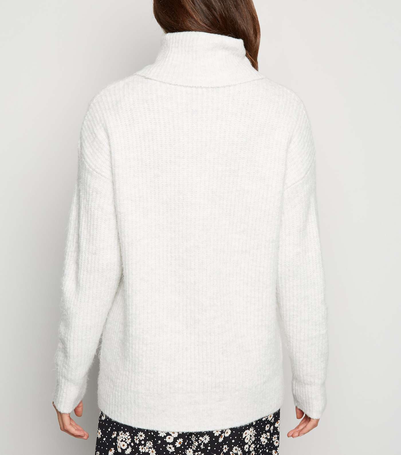 Pale Grey Slouchy Roll Neck Jumper Image 3
