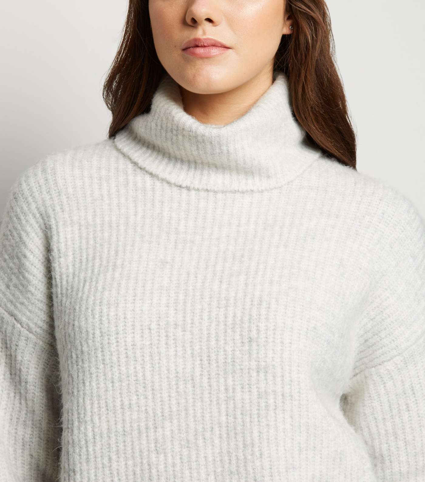 Pale Grey Slouchy Roll Neck Jumper Image 5