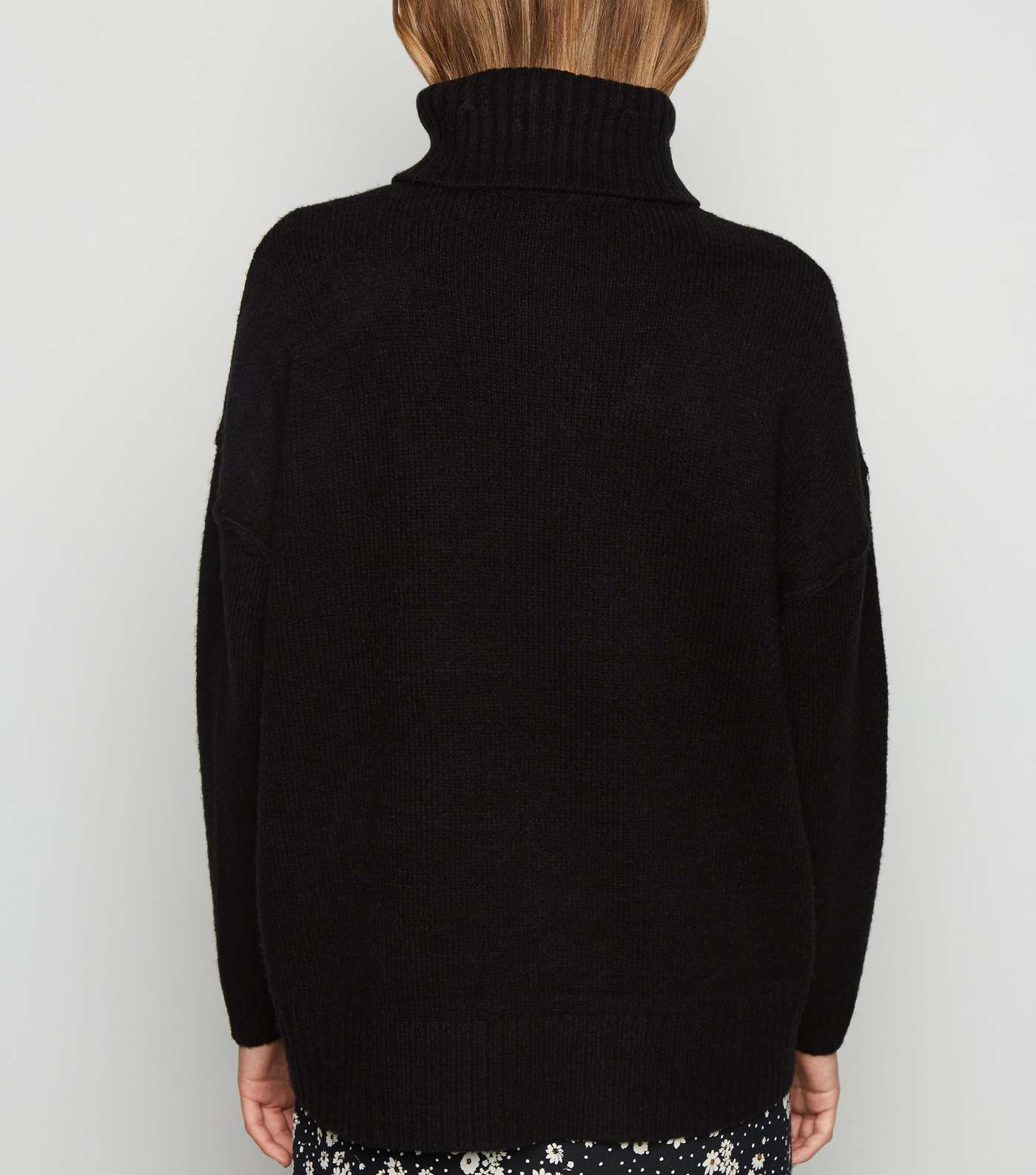 Black Slouchy Roll Neck Batwing Jumper Image 3