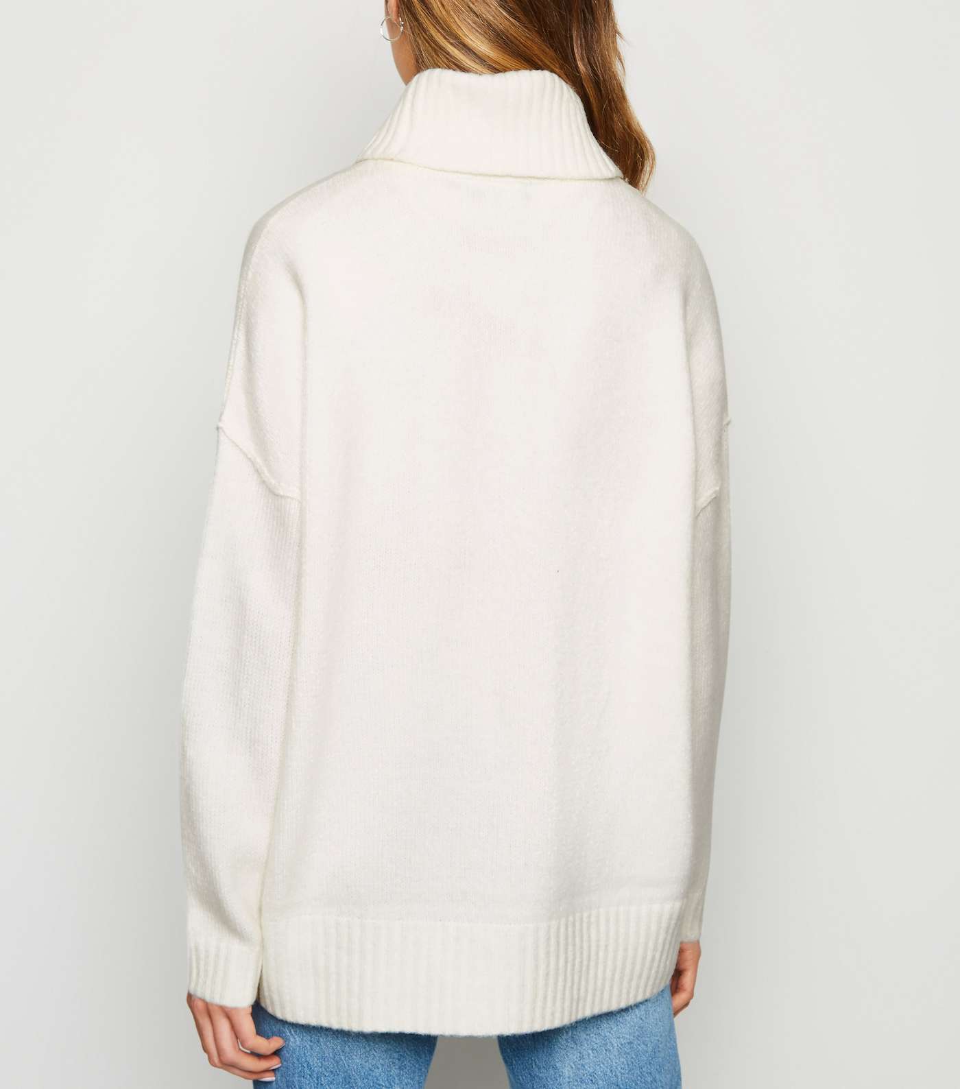 Off White Slouchy Roll Neck Batwing Jumper Image 3