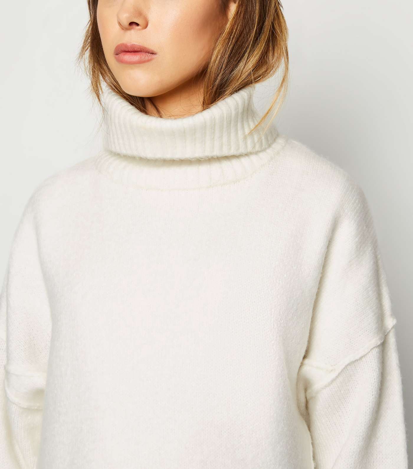 Off White Slouchy Roll Neck Batwing Jumper Image 5