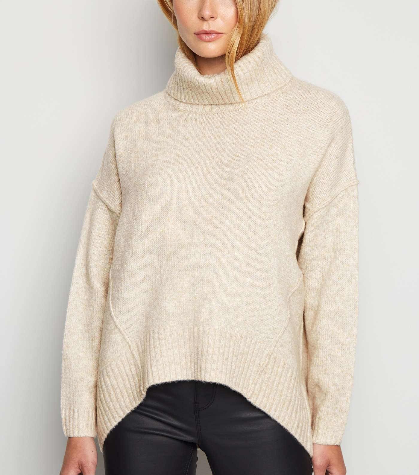 Cream Slouchy Roll Neck Batwing Jumper