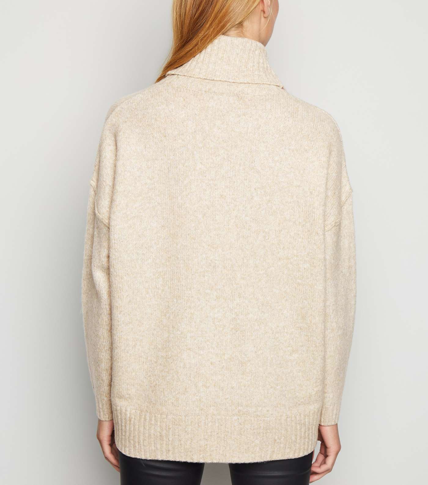Cream Slouchy Roll Neck Batwing Jumper Image 3