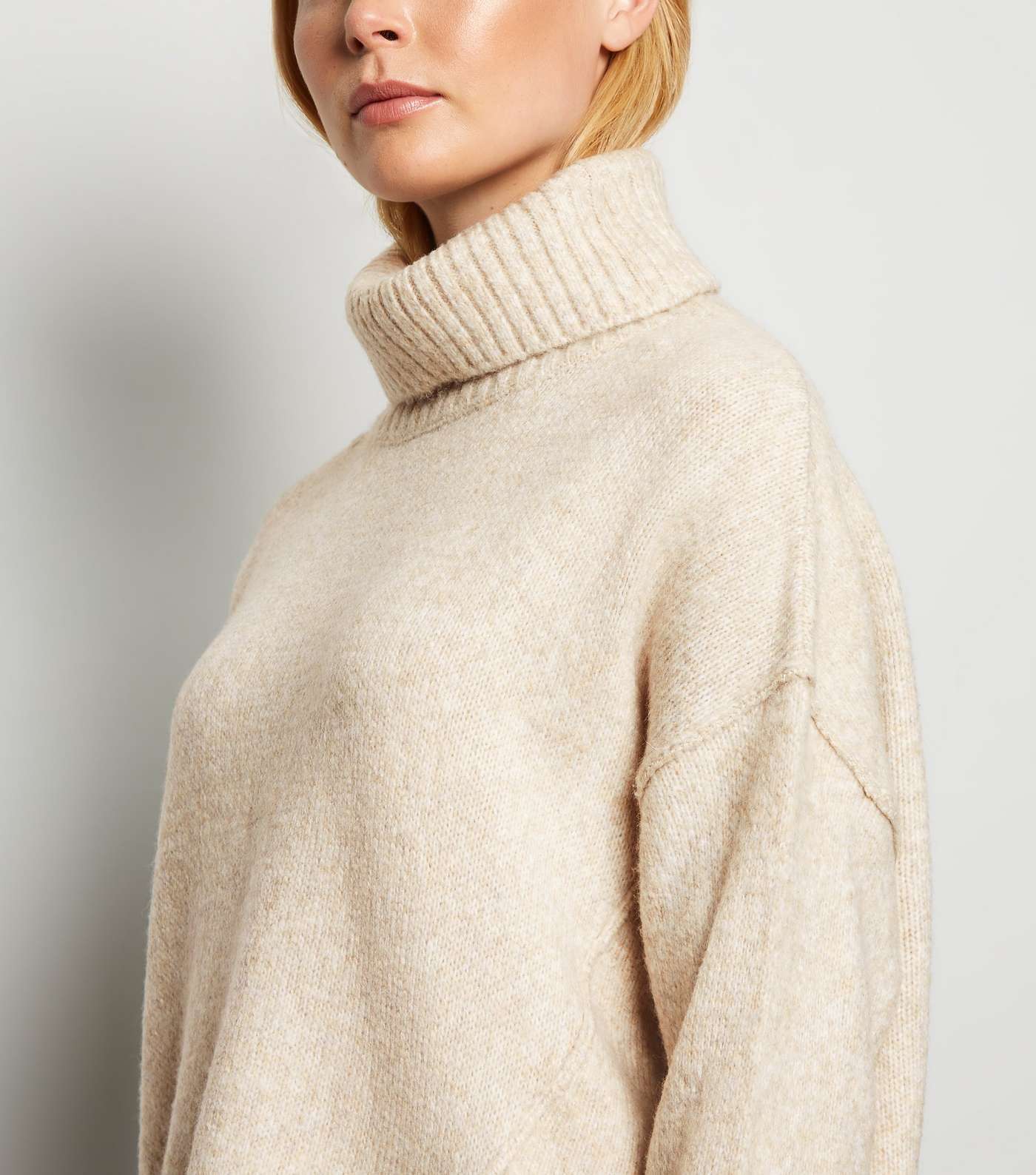 Cream Slouchy Roll Neck Batwing Jumper Image 5