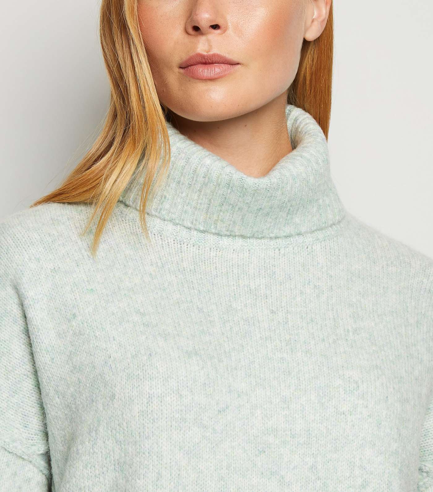 Mint Green Slouchy Roll Neck Batwing Jumper Image 5
