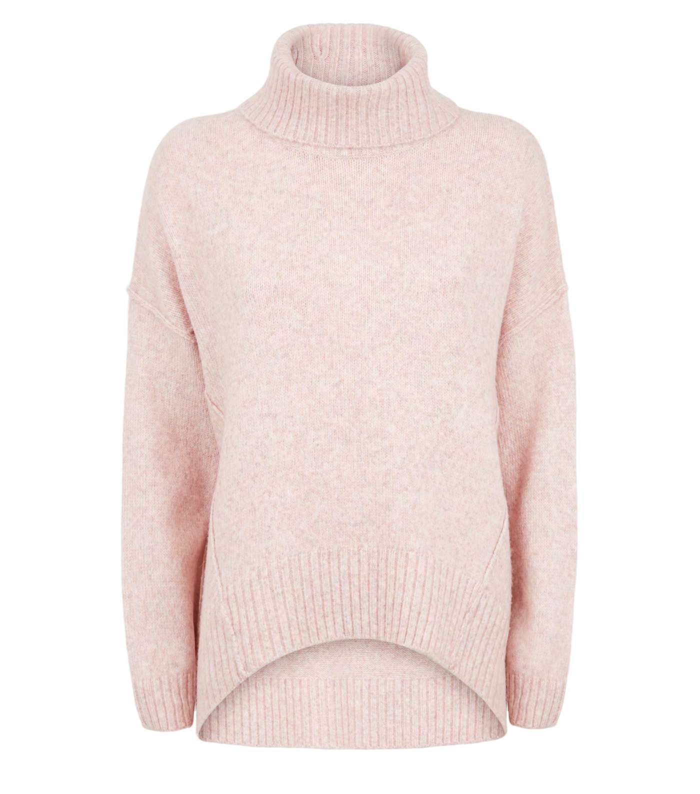 Mid Pink Slouchy Roll Neck Batwing Jumper Image 4
