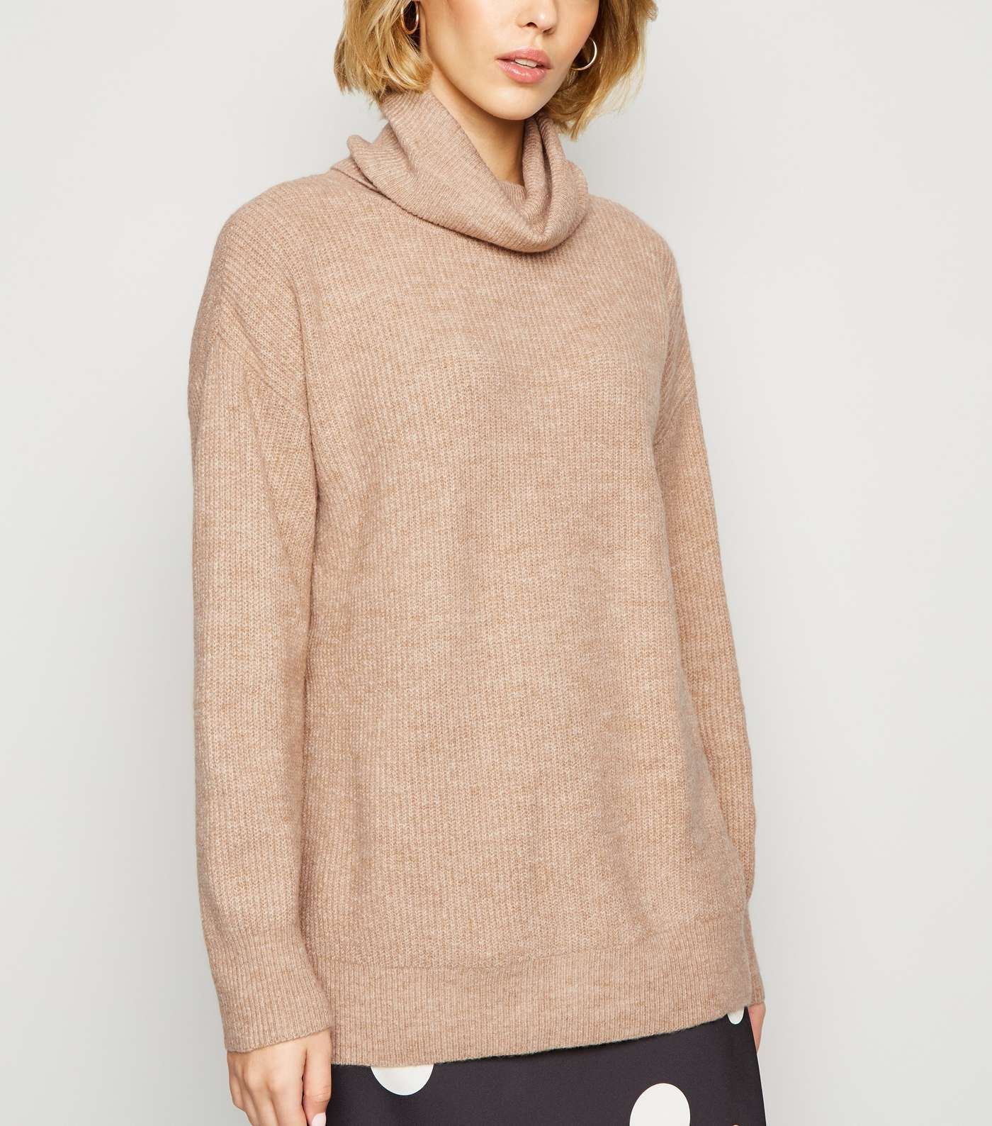 Camel Slouchy Roll Neck Jumper 