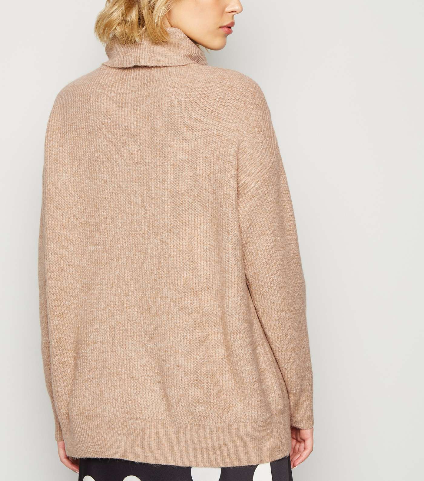 Camel Slouchy Roll Neck Jumper  Image 3
