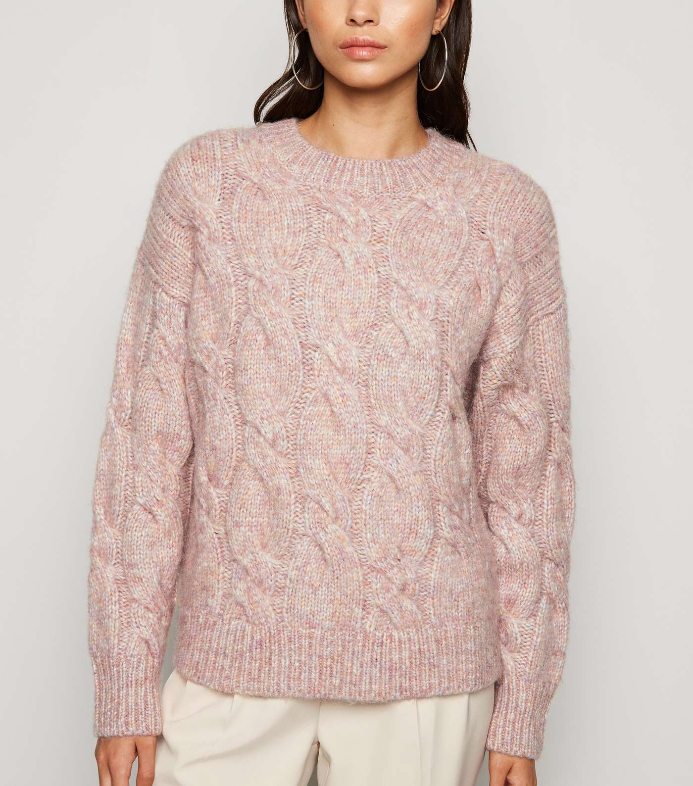 Pale Pink Cable Knit Jumper 