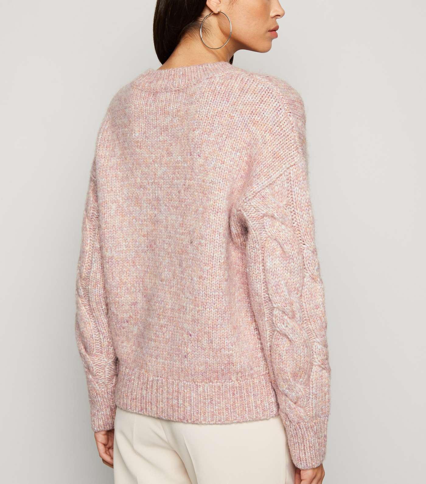Pale Pink Cable Knit Jumper  Image 3