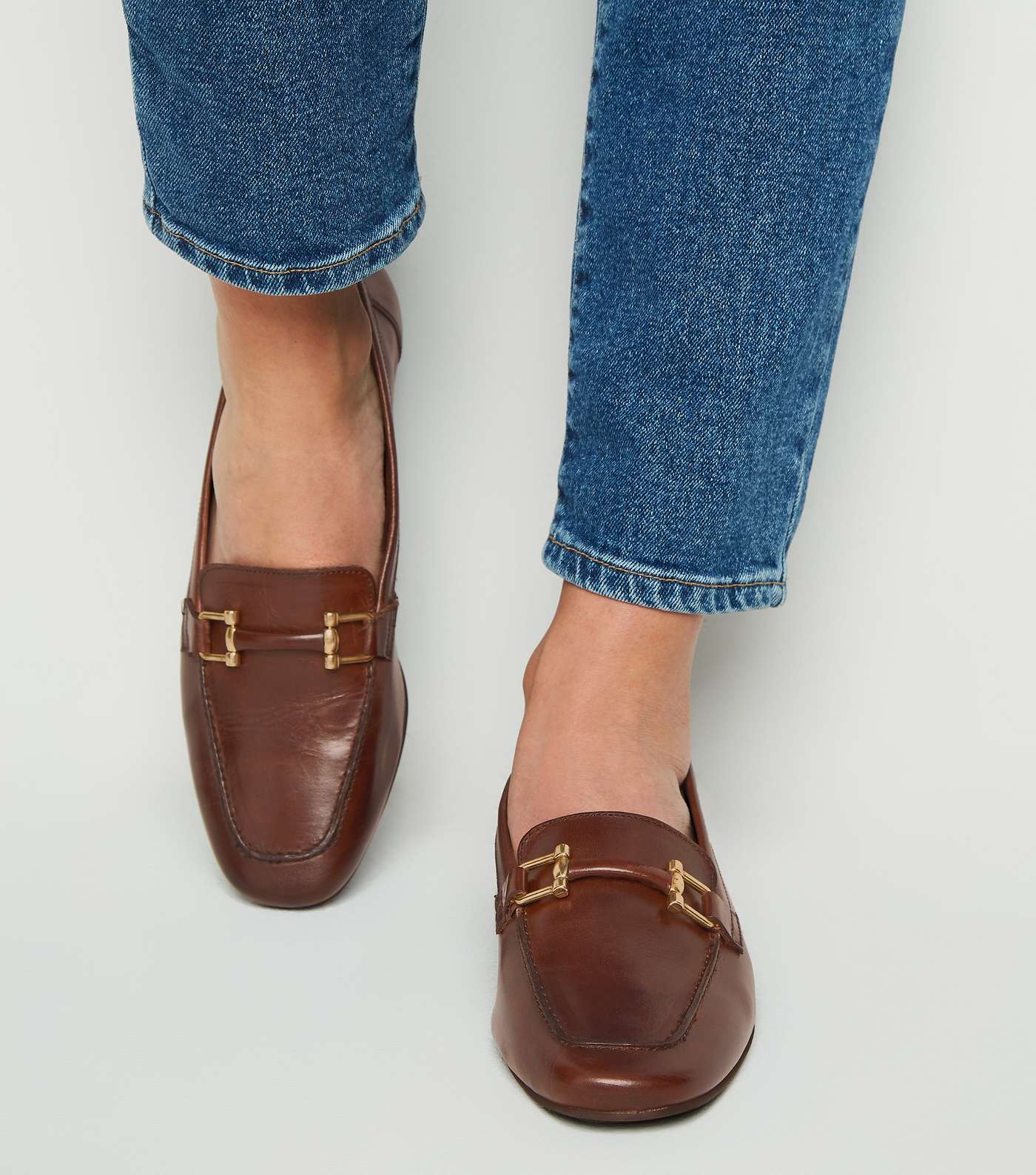 Brown Leather Bar Front Loafers Image 2