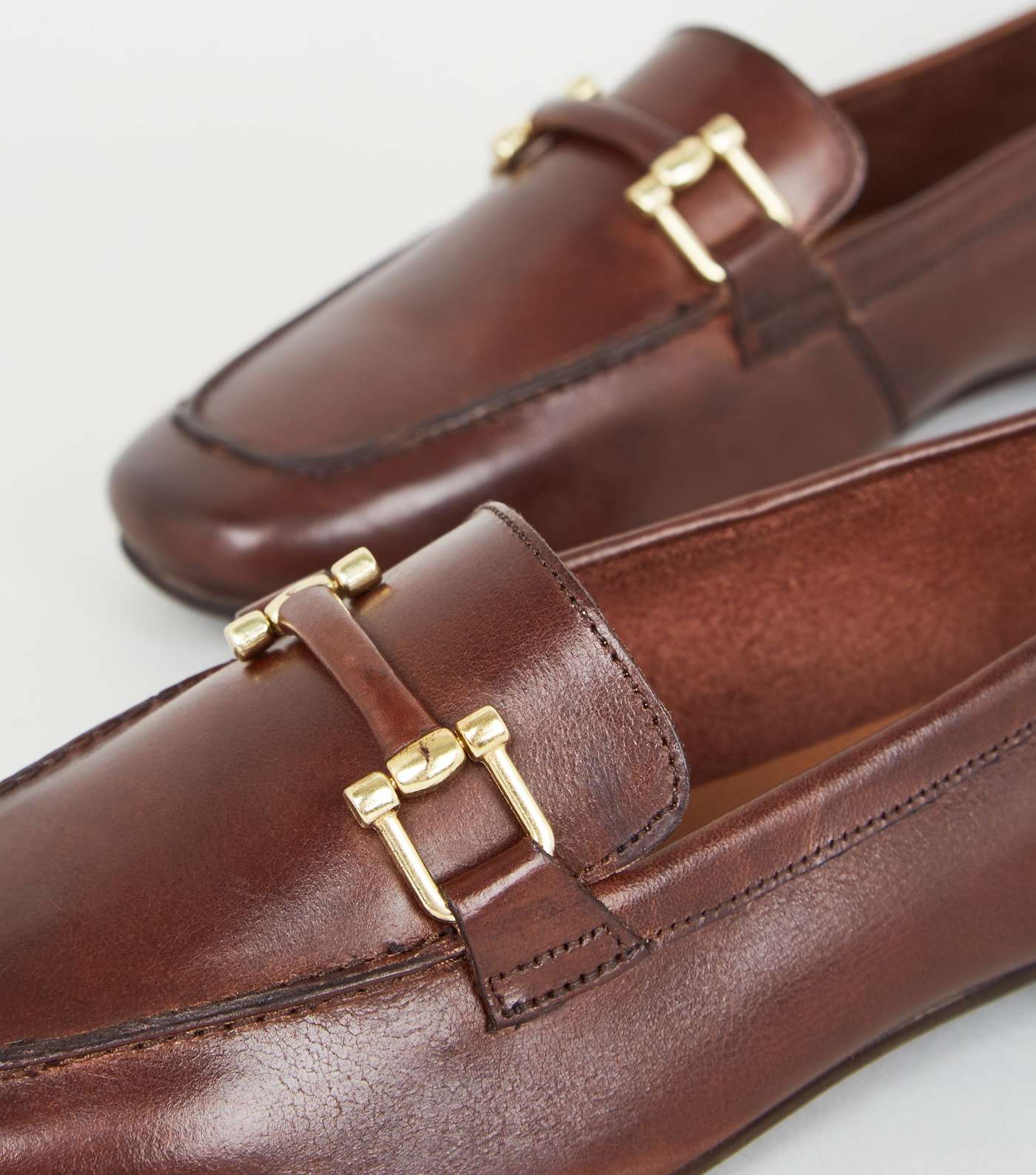 Brown Leather Bar Front Loafers Image 4