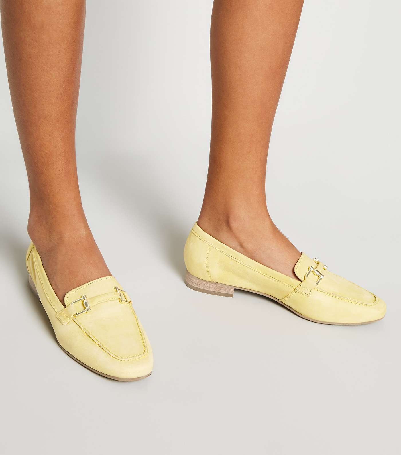 Yellow Leather Bar Front Loafers Image 2