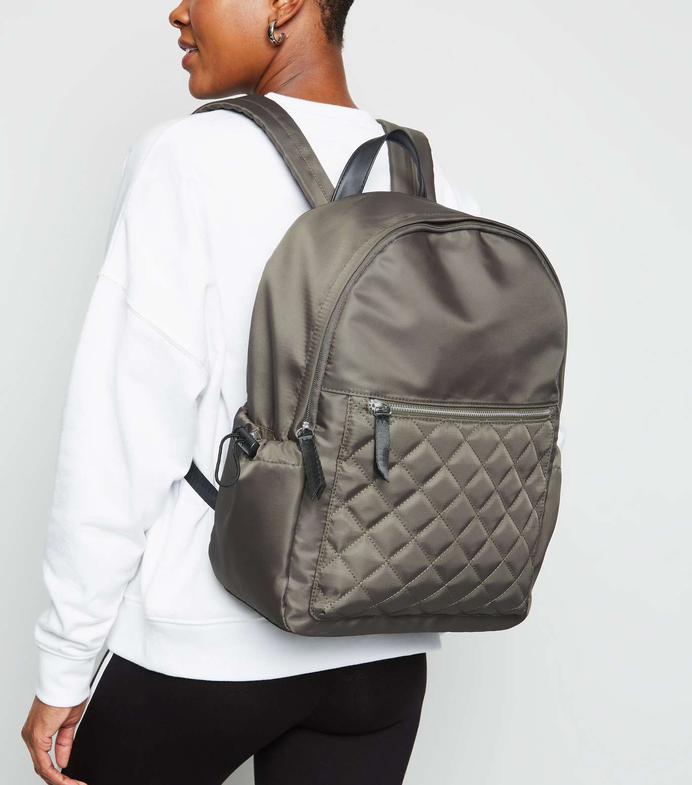Khaki Shell Quilted Front Backpack Image 2