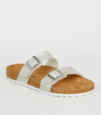glitter footbed sandals
