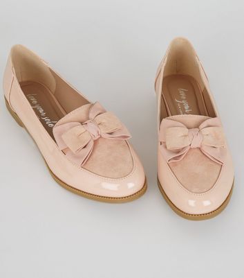 Pink Patent Bow Loafers | New Look