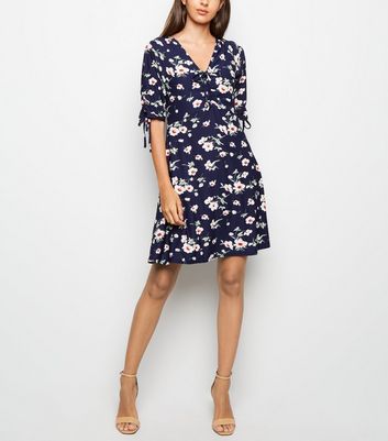 Blue Vanilla Navy Floral Tie Sleeve Tea Dress New Look shop for Blue Vanilla Navy Floral Tie Sleeve Tea Dress New Look at Shopo