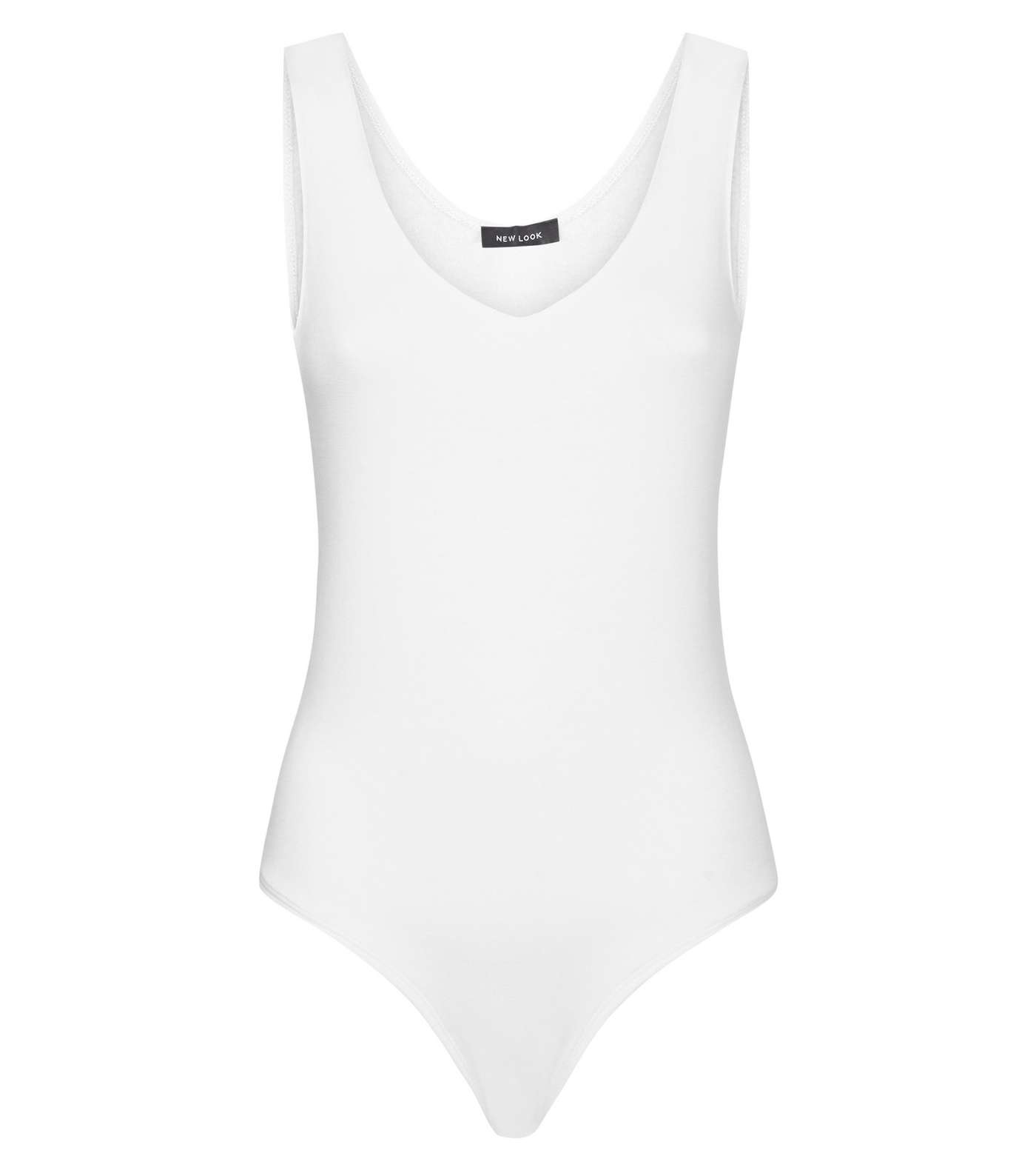 White V Neck Vest Bodysuit Image 4