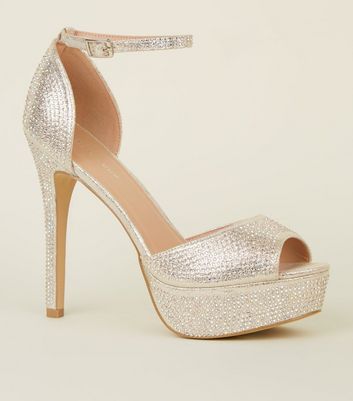 diamante platform heels