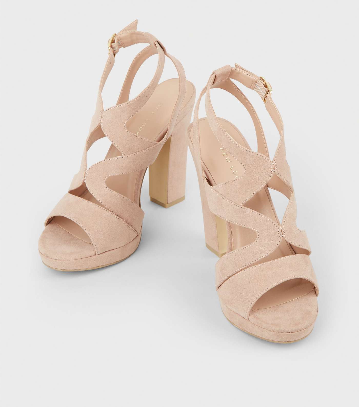 Cream Suedette Strappy Platform Sandals Image 3