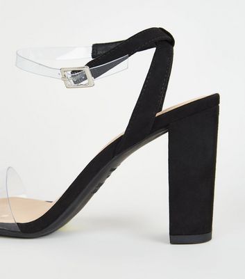 clear 2 part block heels