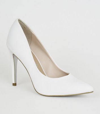 new look white court shoes