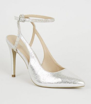 talon argenté femme