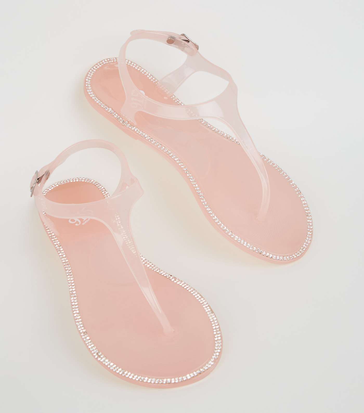 Girls Pink Diamanté Trim Jelly Sandals Image 3