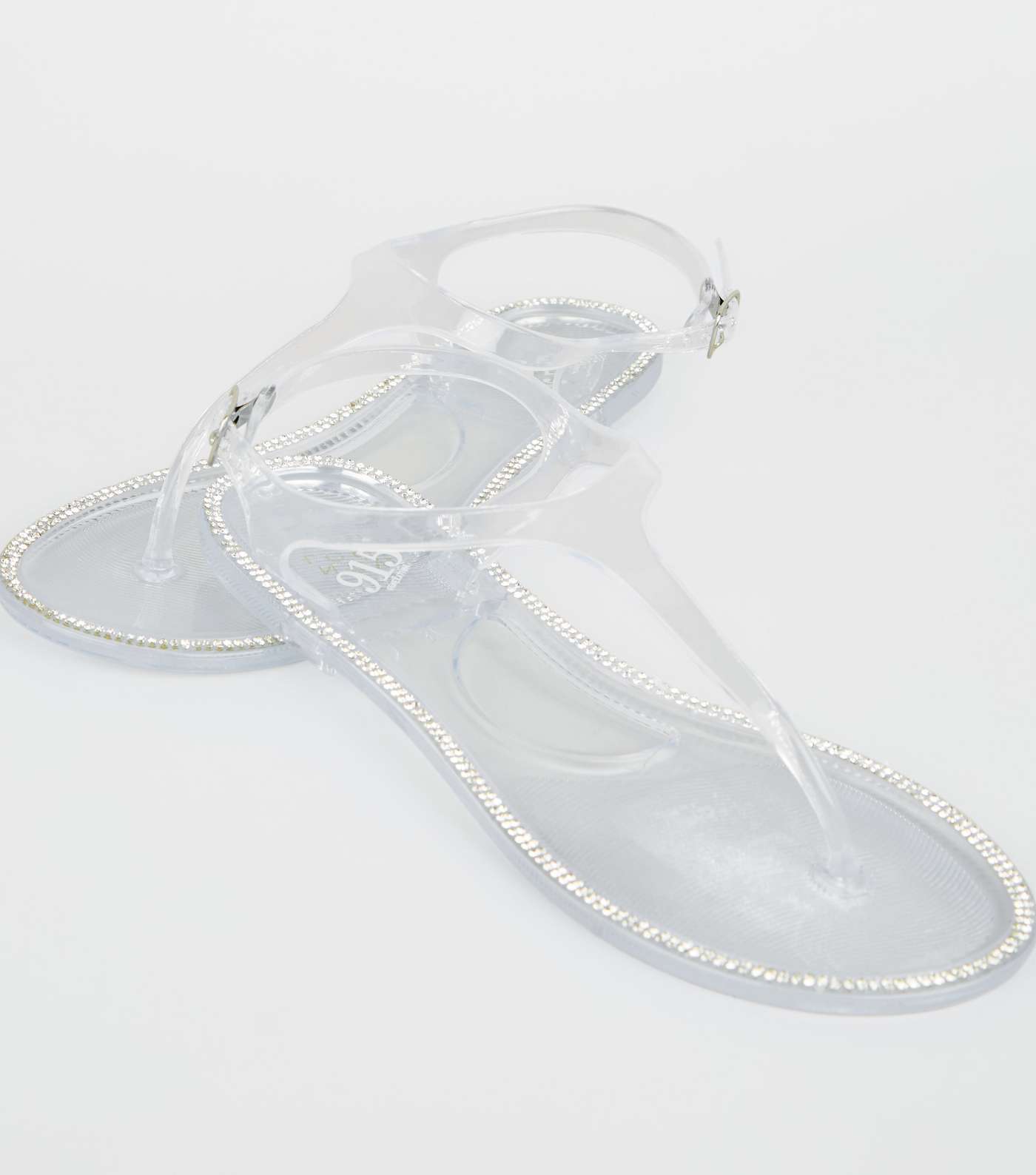 Girls Clear Diamanté Trim Jelly Sandals Image 3
