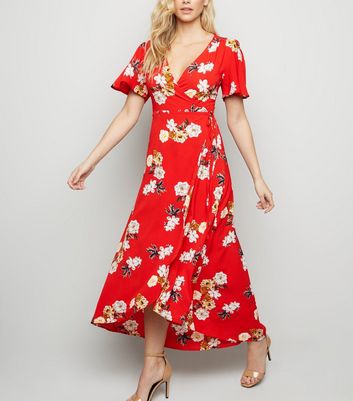 red flower maxi dress