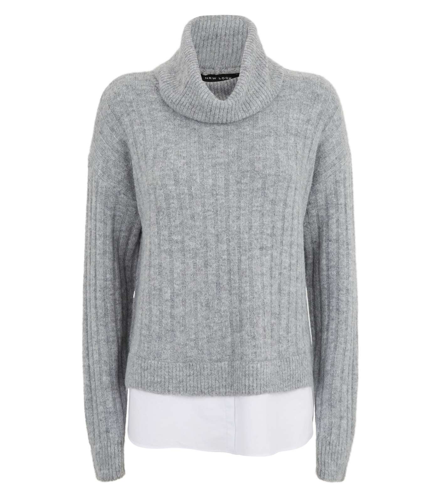 Pale Grey 2 in 1 Roll Neck Jumper Image 4