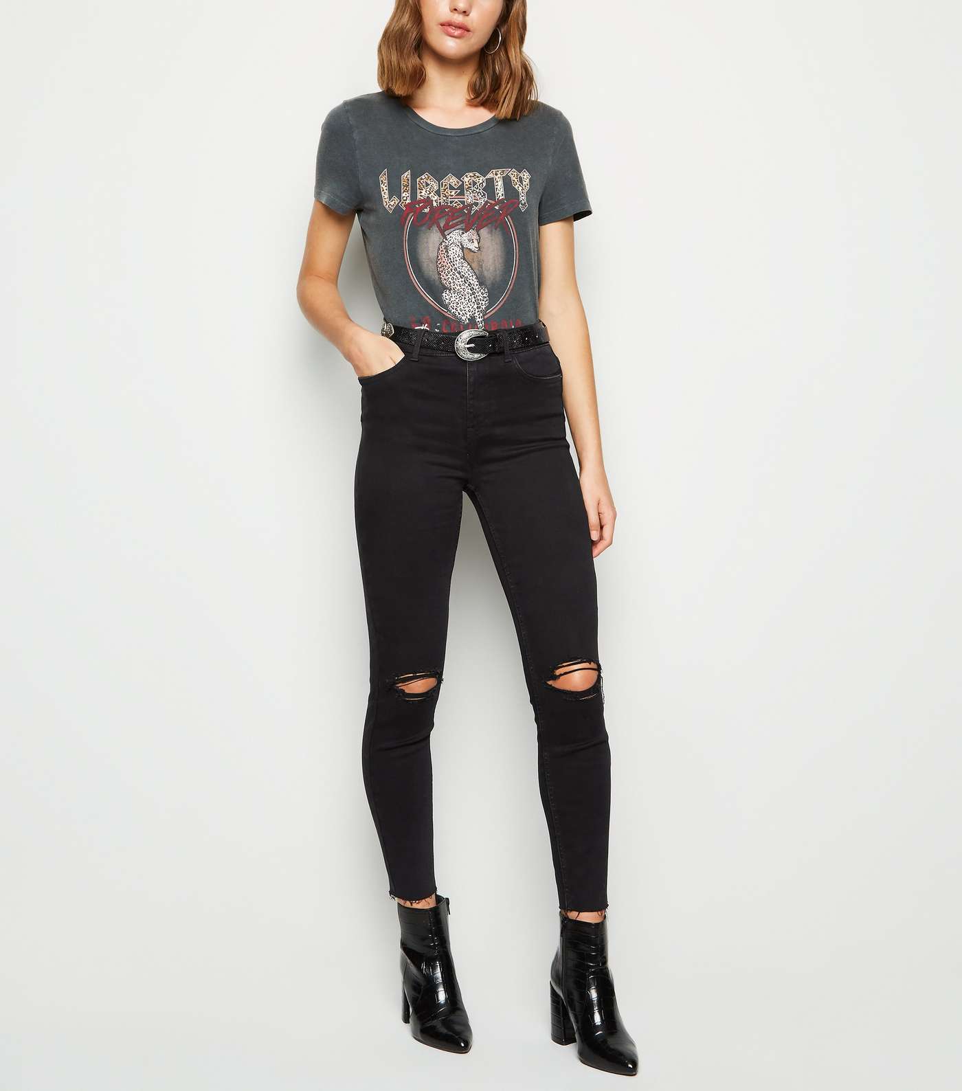 Black 'Lift & Shape' Ripped Knee Jenna Skinny Jeans