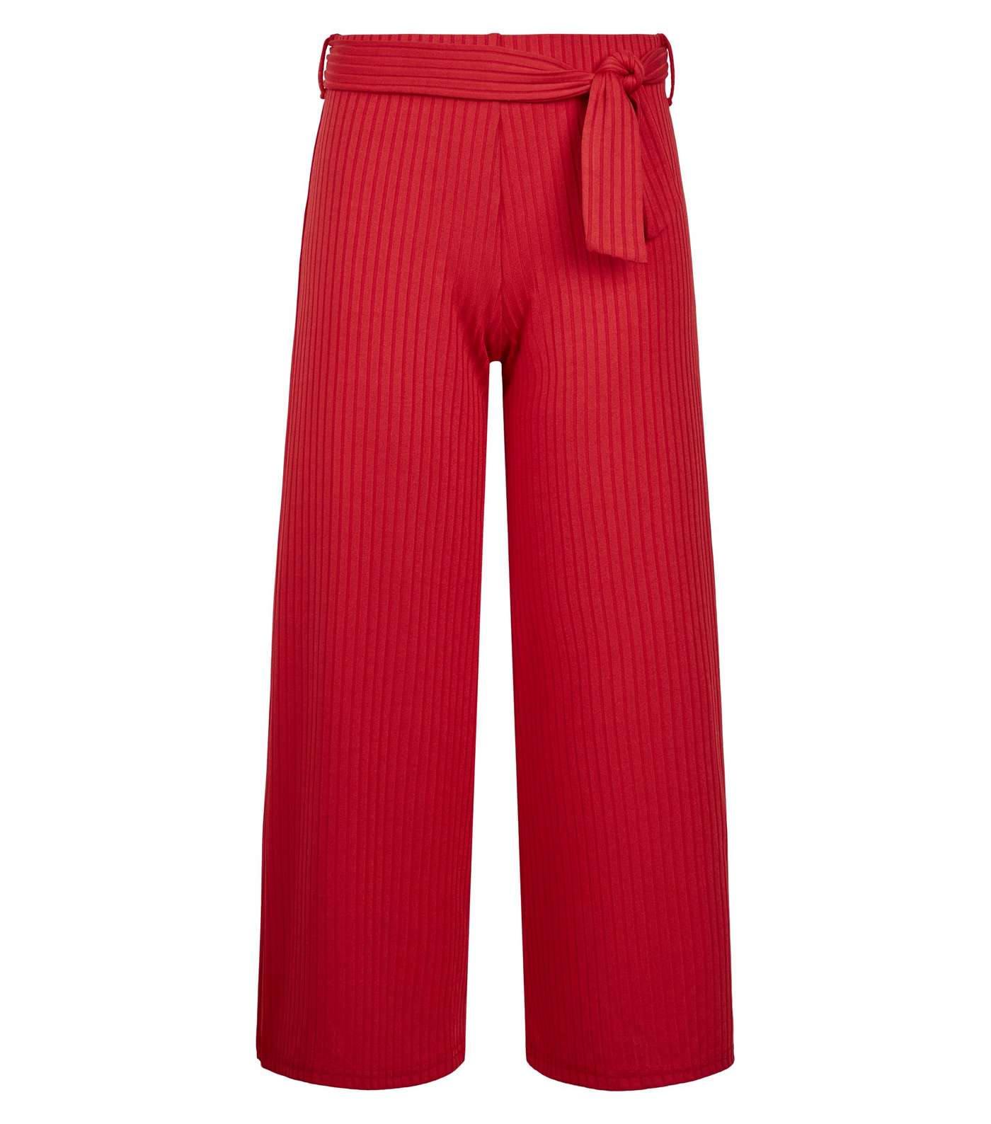 Girls Red Ribbed Culottes Image 4
