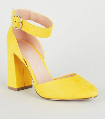yellow block heels wide fit