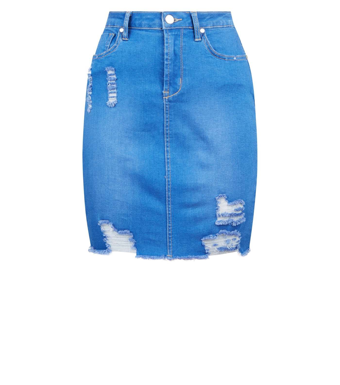 Cameo Rose Bright Blue Ripped Denim Skirt  Image 4