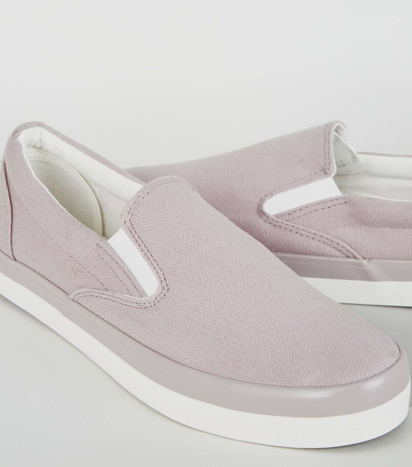 Lilac Canvas Slip On Trainers Image 4