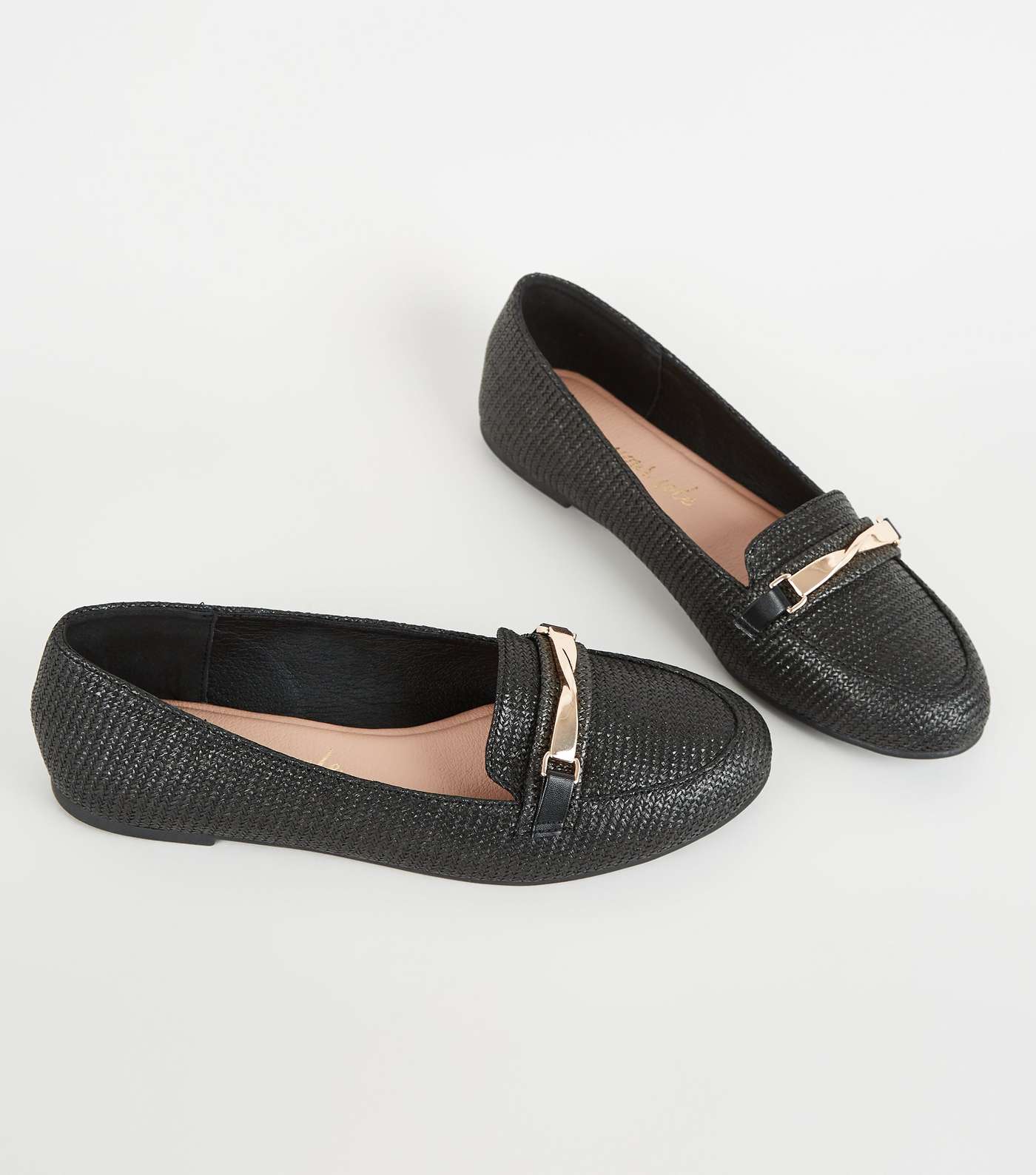 Black Woven Twist Bar Front Loafers Image 3