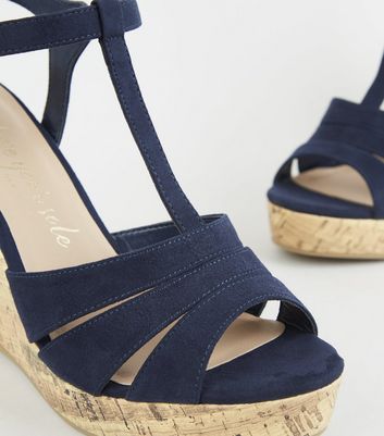 new look navy wedges